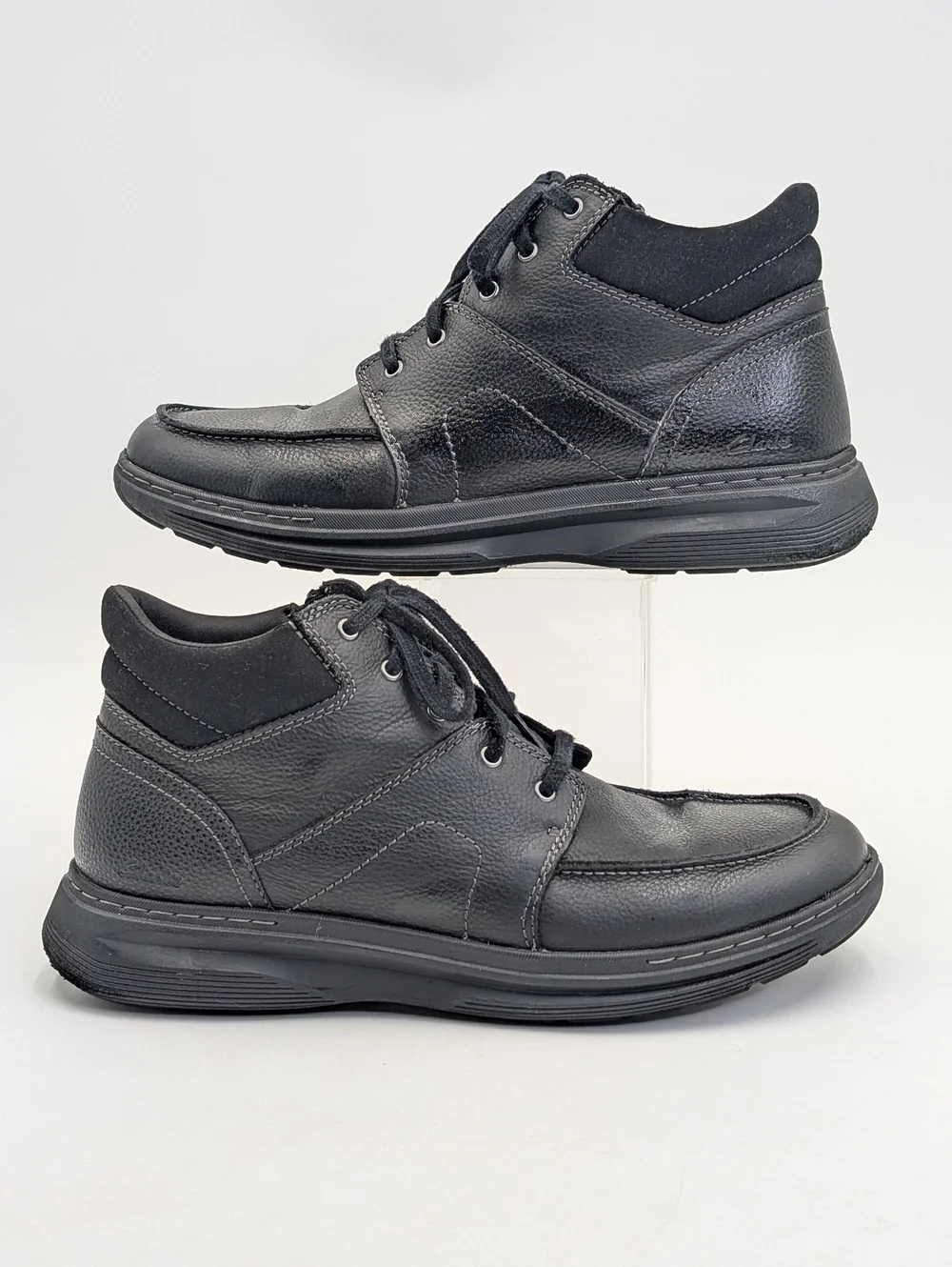 Clarks Ultimate Comfort Boots Size 11.5 Men Black Leather With Easy Side Zipper